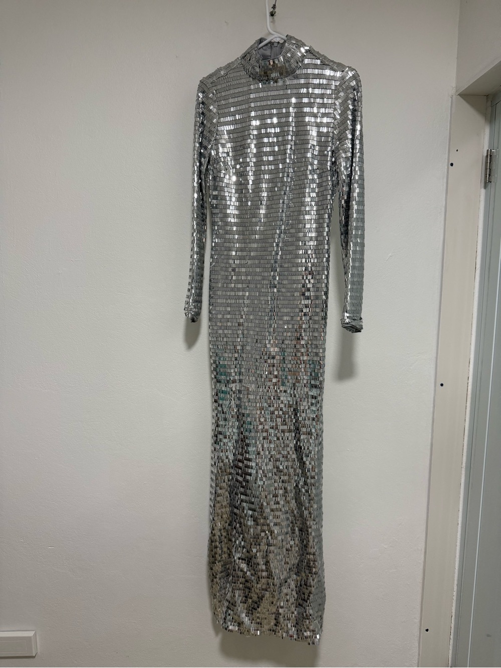 Sequin Sculpty Dress Gown in Satellite - Picture 2 of 2